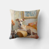 Windhund auf einem Sofa Kissen (Rückseite)