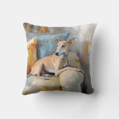 Windhund auf einem Sofa Kissen (Rückseite)