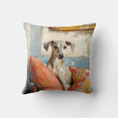 Windhund auf einem Sofa Kissen (Rückseite)