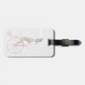 Windhund auf rotem Penny-Farthing-Fahrrad Gepäckanhänger (Rückseite horizontal)