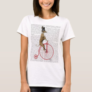 Windhund auf rotem Penny-Farthing-Fahrrad T-Shirt