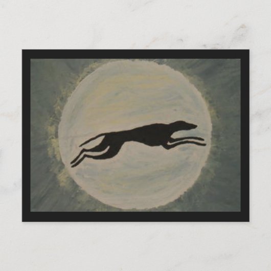Windhund bei Vollmond Postkarte (Vorderseite)