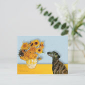 Windhund (br2) - Sonnenblumen Postkarte (Stehend Vorderseite)