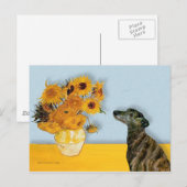 Windhund (br2) - Sonnenblumen Postkarte (Vorne/Hinten)