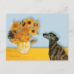 Windhund (br2) - Sonnenblumen Postkarte