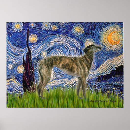 Windhund (br2) - Starry Night Poster (Vorne)