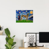 Windhund (br2) - Starry Night Poster (Heimbüro)
