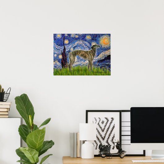 Windhund (br2) - Starry Night Poster (Heimbüro)