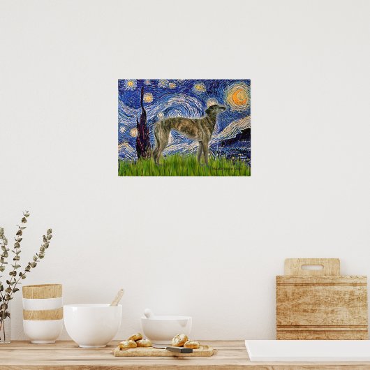 Windhund (br2) - Starry Night Poster (Küche)