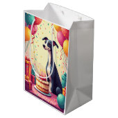 Windhund-Geburtstagsfeier Mittlere Geschenktüte (Rückseite Schrägansicht)