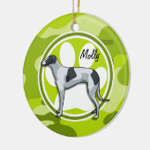 Windhund; hellgrüne Camouflage, Tarnung Keramikornament (Links)