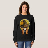 Windhund-Hexenhut mit Mond Halloween Hund Sweatshirt (Vorne ganz)