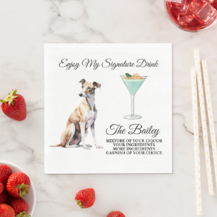 Windhund-Hochzeits-Signature-Drink-Servietten Serviette