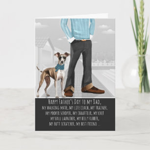 Windhund Hund und Papa Lustiger Vatertag Feiertagskarte