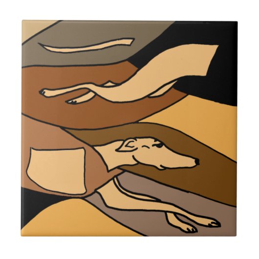 Windhund-Hundeabstrakter Kunst-Entwurf Fliese (Vorderseite)