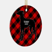 Windhund-Hundekarierte Weihnachtsverzierung Keramik Ornament (Rechts)