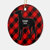 Windhund-Hundekarierte Weihnachtsverzierung Keramik Ornament (Links)