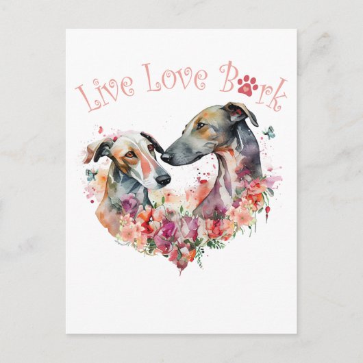 Windhund-Hundemutter-Blumenmuster Postkarte (Vorderseite)