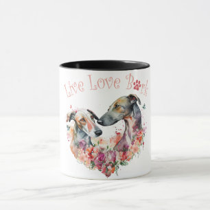 Windhund-Hundemutter-Blumenmuster Tasse