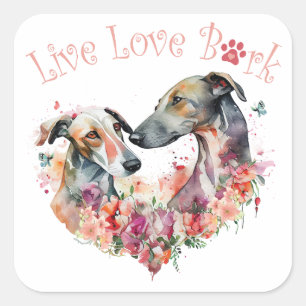 Windhund-Hundemutter Floral Quadratischer Aufkleber