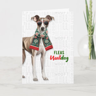 Windhund-Hunderasse Lustige Flöhe Navidog Weihnach Feiertagskarte