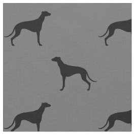 Windhund-HundeSilhouette-Muster grau und schwarz Stoff