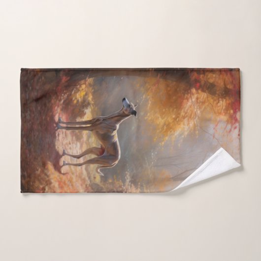 Windhund im Herbst Leaves Fall Inspiriert Badhandtuch Set (Handtuch)