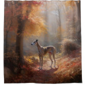 Windhund im Herbst Leaves Fall Inspiriert Duschvorhang (Vorderseite)