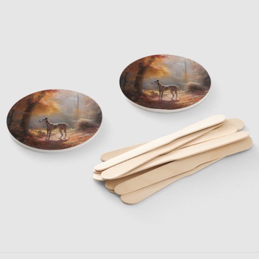 Windhund im Herbst Leaves Fall Inspiriert Fächer (Non-assembled)