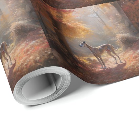 Windhund im Herbst Leaves Fall Inspiriert Geschenkpapier (Rolleneckpunkt)