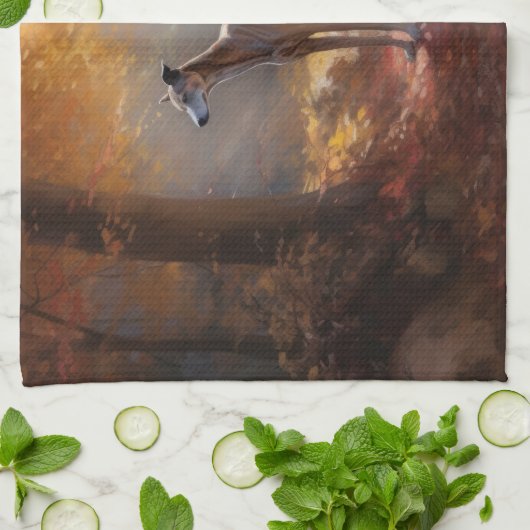 Windhund im Herbst Leaves Fall Inspiriert Geschirrtuch (Gefaltet)