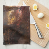 Windhund im Herbst Leaves Fall Inspiriert Geschirrtuch (Viertel Falte)