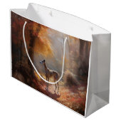 Windhund im Herbst Leaves Fall Inspiriert Große Geschenktüte (Rückseite Schrägansicht)