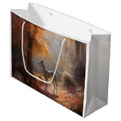 Windhund im Herbst Leaves Fall Inspiriert Große Geschenktüte (Vorderseite Schrägansicht)