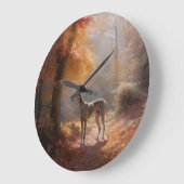 Windhund im Herbst Leaves Fall Inspiriert Große Wanduhr (Winkel)
