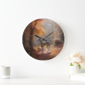 Windhund im Herbst Leaves Fall Inspiriert Große Wanduhr (Zuhause)