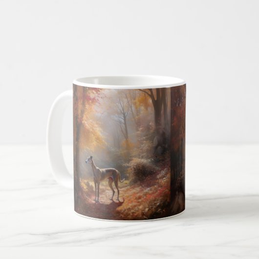 Windhund im Herbst Leaves Fall Inspiriert Kaffeetasse (Vorderseite Links)