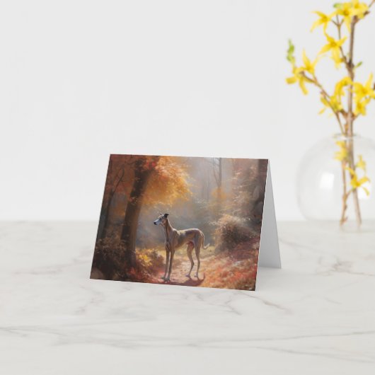 Windhund im Herbst Leaves Fall Inspiriert Karte (Gelbe Blume)