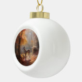 Windhund im Herbst Leaves Fall Inspiriert Keramik Kugel-Ornament (Rechts)