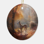 Windhund im Herbst Leaves Fall Inspiriert Keramik Ornament (Links)
