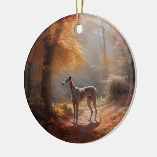 Windhund im Herbst Leaves Fall Inspiriert Keramik Ornament (Links)