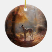 Windhund im Herbst Leaves Fall Inspiriert Keramik Ornament (Hinten)