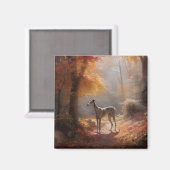 Windhund im Herbst Leaves Fall Inspiriert Magnet (Vorderseite/Rückseite)
