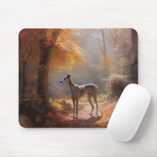 Windhund im Herbst Leaves Fall Inspiriert Mousepad (Mit Mouse)