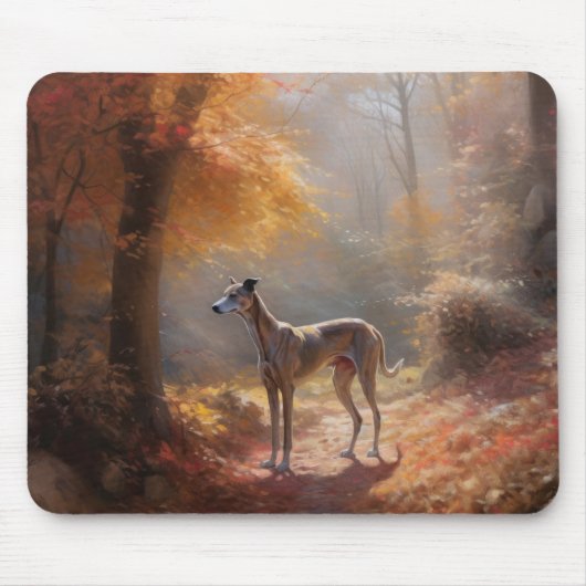 Windhund im Herbst Leaves Fall Inspiriert Mousepad (Vorne)