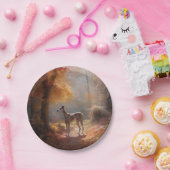 Windhund im Herbst Leaves Fall Inspiriert Pappteller (Party)