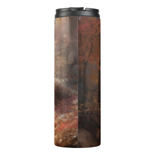 Windhund im Herbst Leaves Fall Inspiriert Thermosbecher (Rückseite)