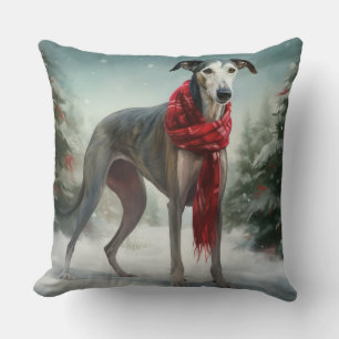 Windhund im Schnee Weihnachten Kissen