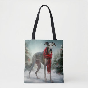 Windhund im Schnee Weihnachten Tasche