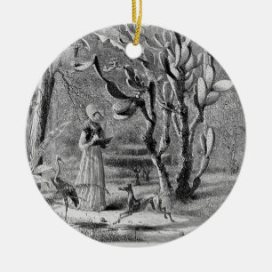 Windhund in Garten 1872 - malerisches Amerika Keramik Ornament